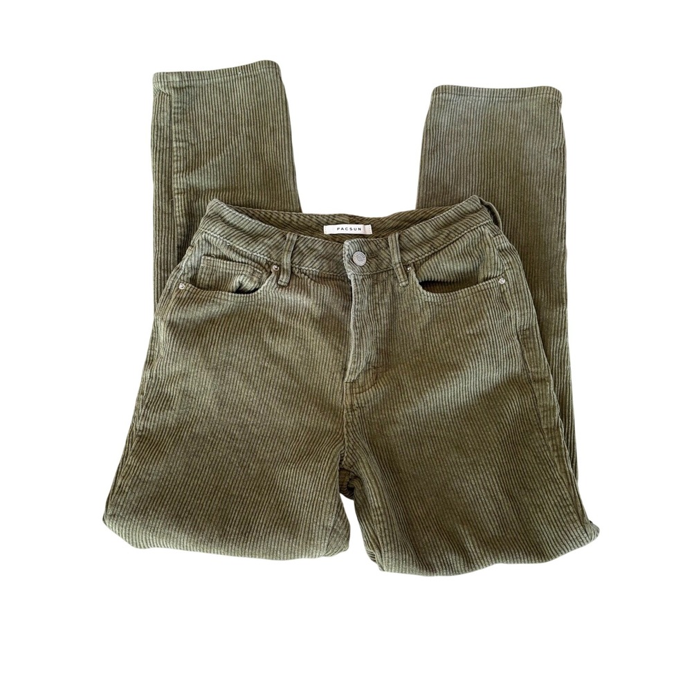 PacSun Womens Olive Green Corduroy Mom Jean High Waisted Pants Sz 24